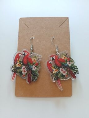 Fashion Jewelry Red and Green Parrot Dangle Earrings